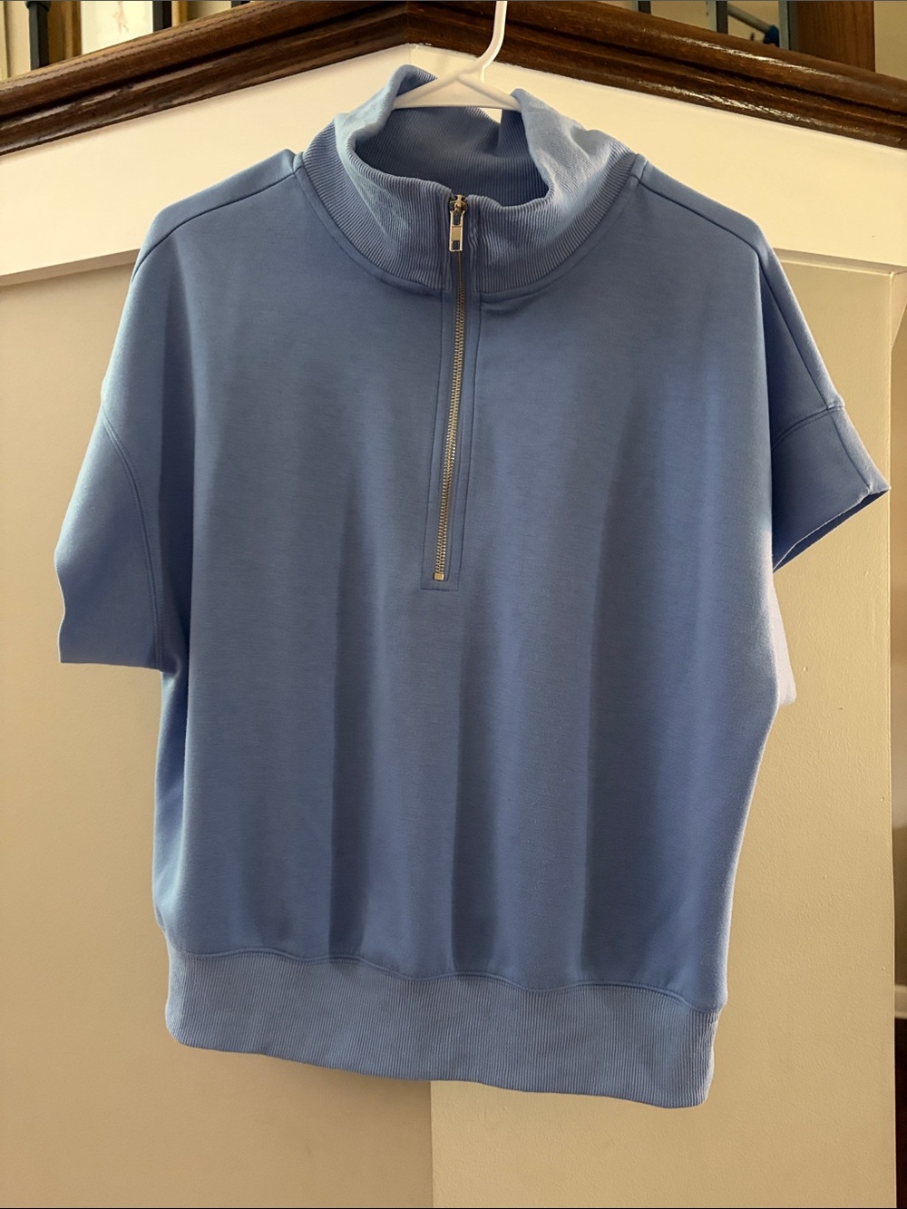 Umgee Light Blue Half-Zip Pullover with Gold Zipper